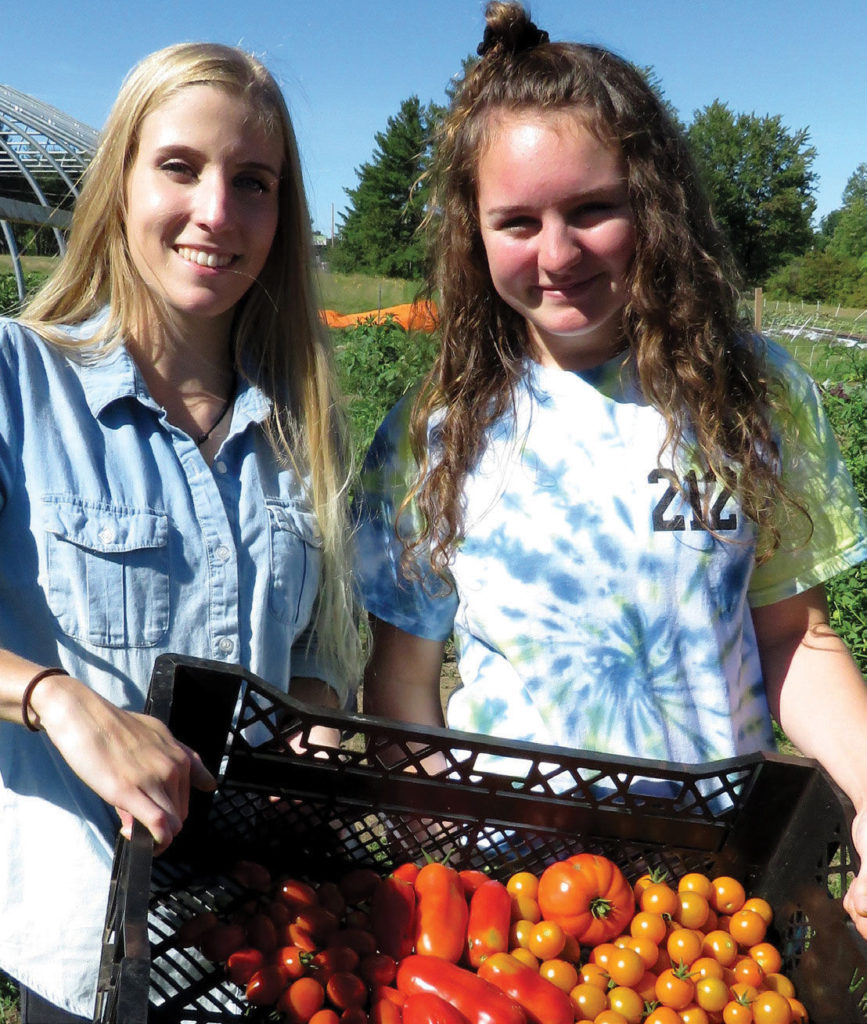 Mom and daughter at harvest